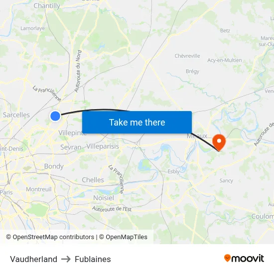 Vaudherland to Fublaines map