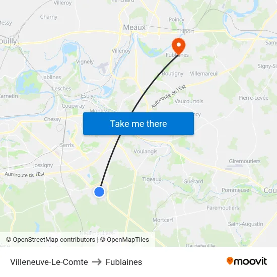 Villeneuve-Le-Comte to Fublaines map