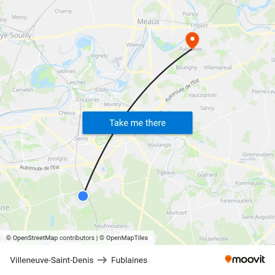 Villeneuve-Saint-Denis to Fublaines map