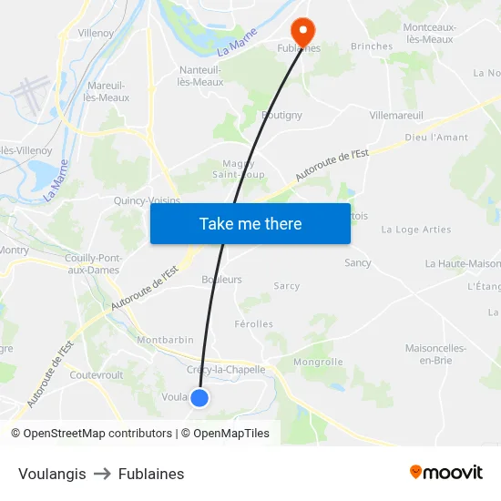 Voulangis to Fublaines map