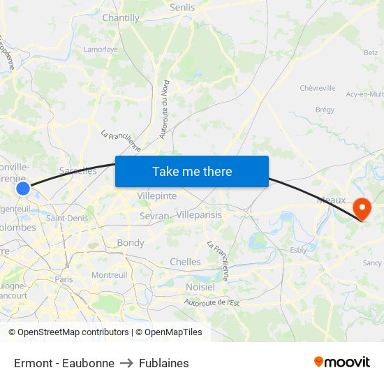 Ermont - Eaubonne to Fublaines map