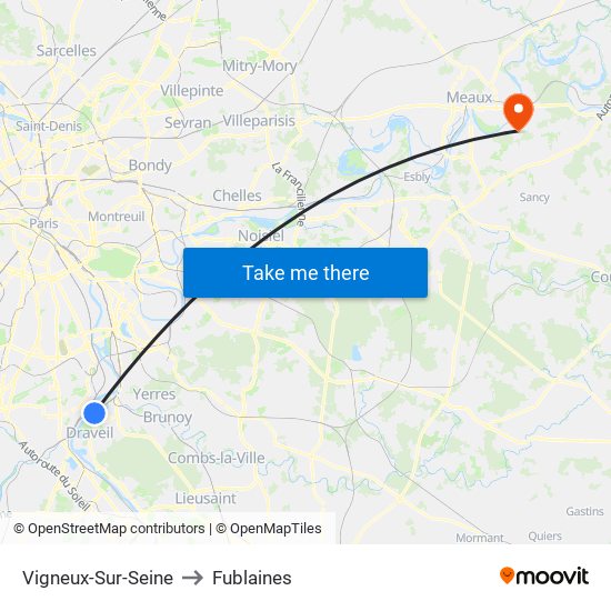 Vigneux-Sur-Seine to Fublaines map