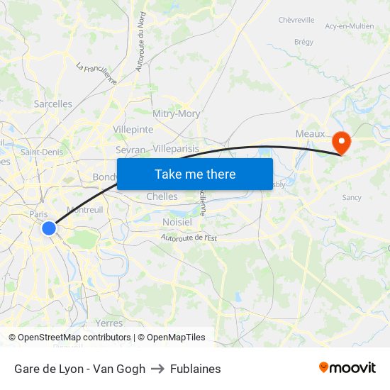 Gare de Lyon - Van Gogh to Fublaines map