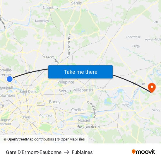 Gare D'Ermont-Eaubonne to Fublaines map