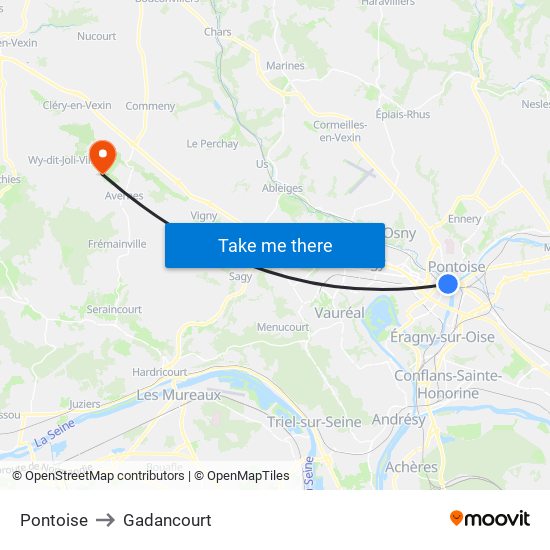 Pontoise to Gadancourt map
