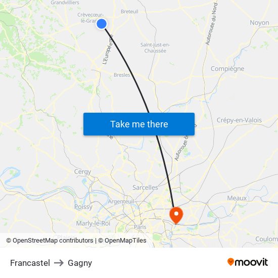 Francastel to Gagny map