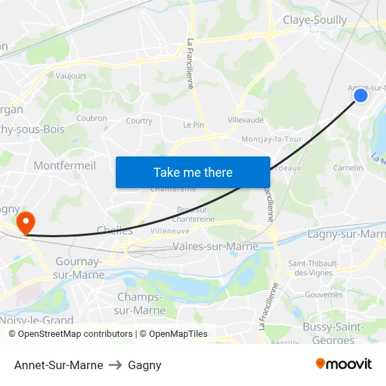 Annet-Sur-Marne to Gagny map
