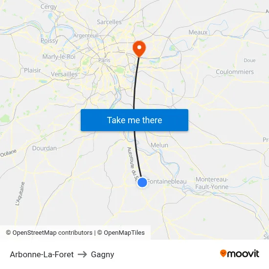 Arbonne-La-Foret to Gagny map