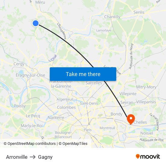 Arronville to Gagny map