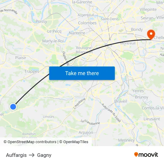 Auffargis to Gagny map