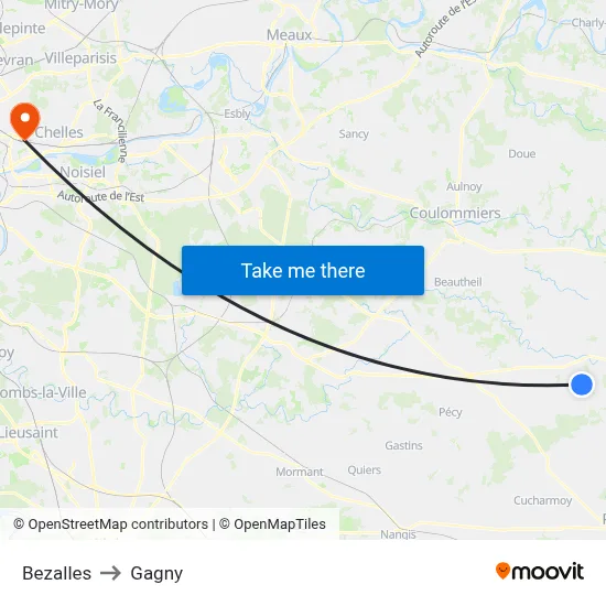 Bezalles to Gagny map