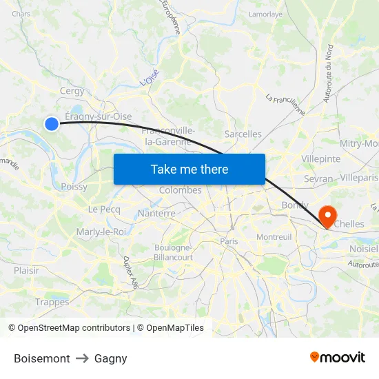 Boisemont to Gagny map