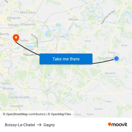 Boissy-Le-Chatel to Gagny map