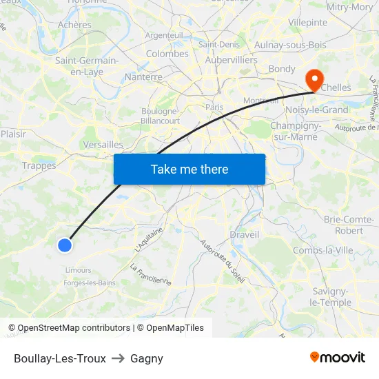 Boullay-Les-Troux to Gagny map
