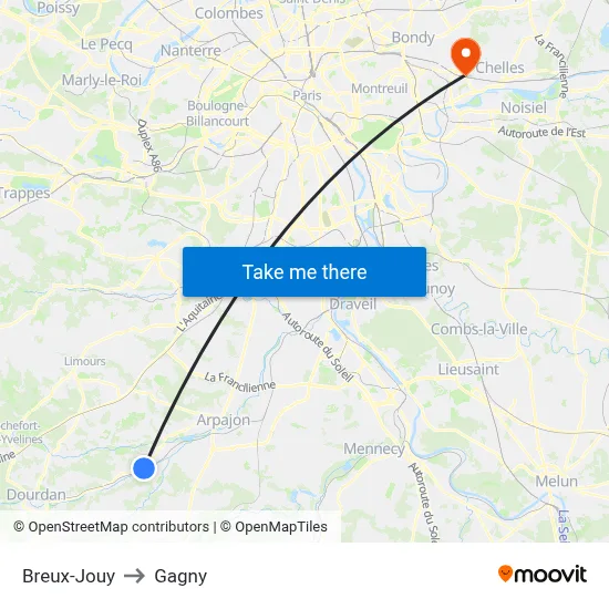 Breux-Jouy to Gagny map