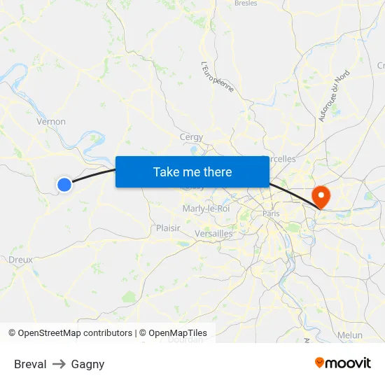 Breval to Gagny map