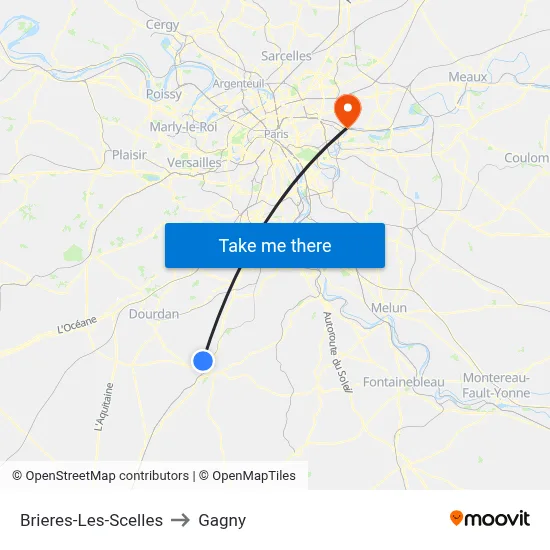 Brieres-Les-Scelles to Gagny map