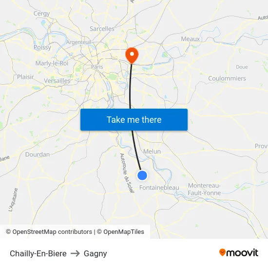 Chailly-En-Biere to Gagny map