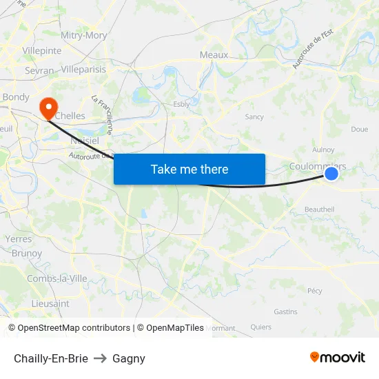 Chailly-En-Brie to Gagny map