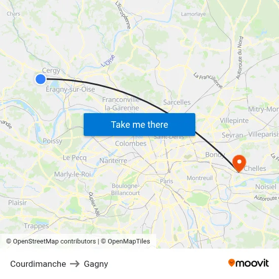 Courdimanche to Gagny map