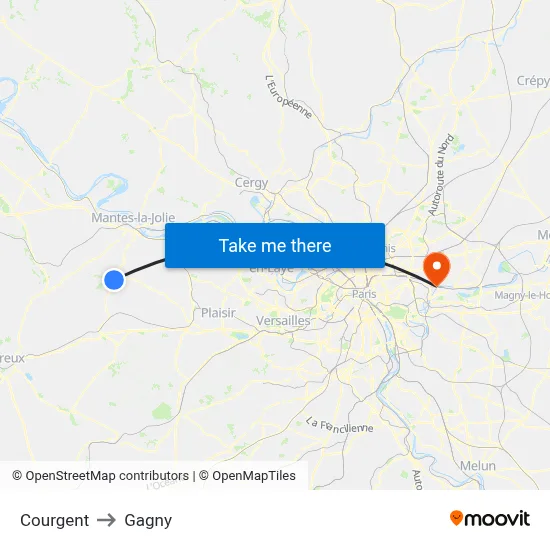 Courgent to Gagny map