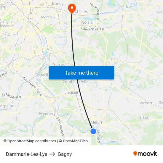 Dammarie-Les-Lys to Gagny map