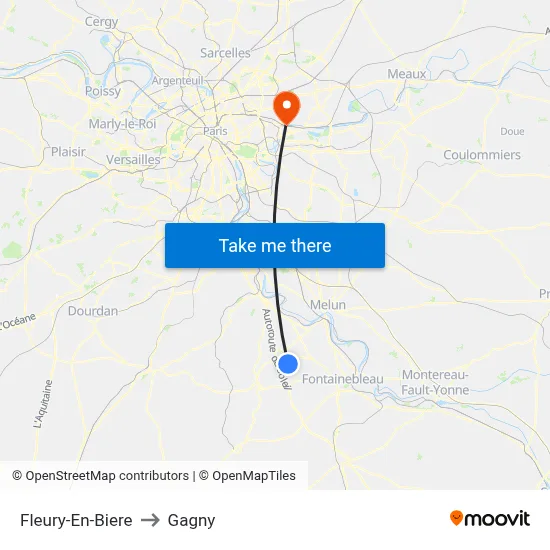 Fleury-En-Biere to Gagny map