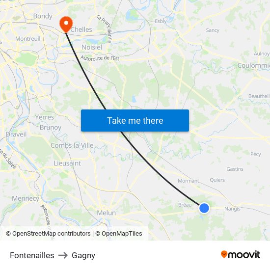 Fontenailles to Gagny map