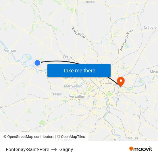 Fontenay-Saint-Pere to Gagny map