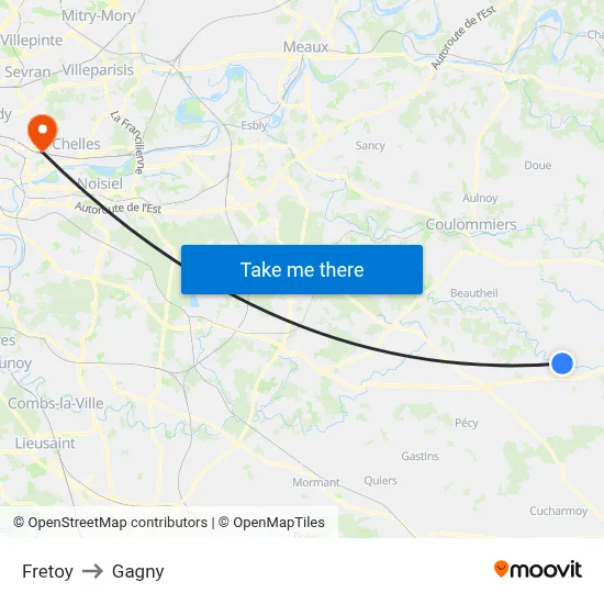 Fretoy to Gagny map