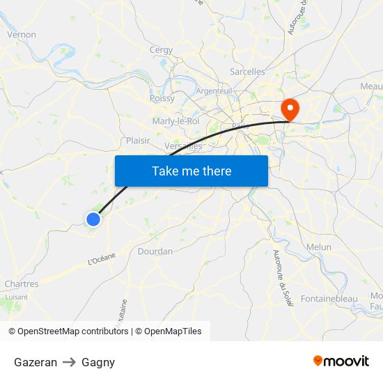 Gazeran to Gagny map