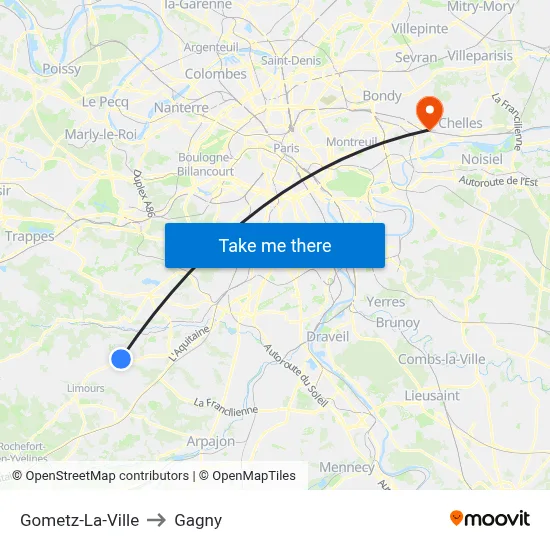 Gometz-La-Ville to Gagny map