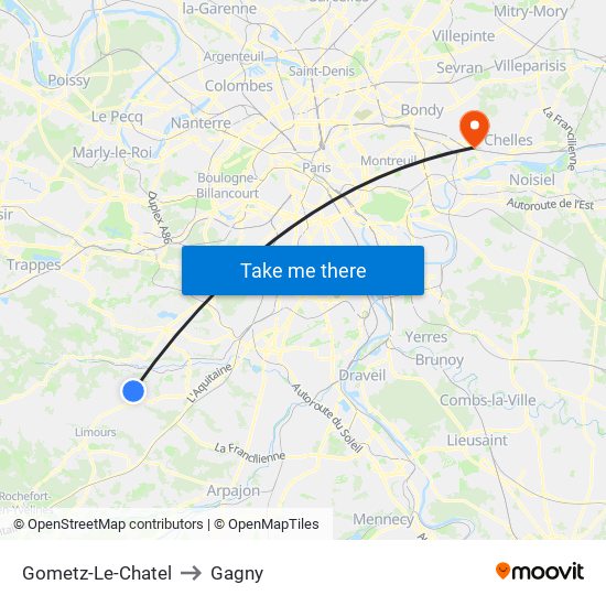 Gometz-Le-Chatel to Gagny map