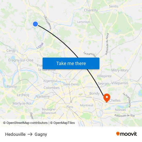 Hedouville to Gagny map