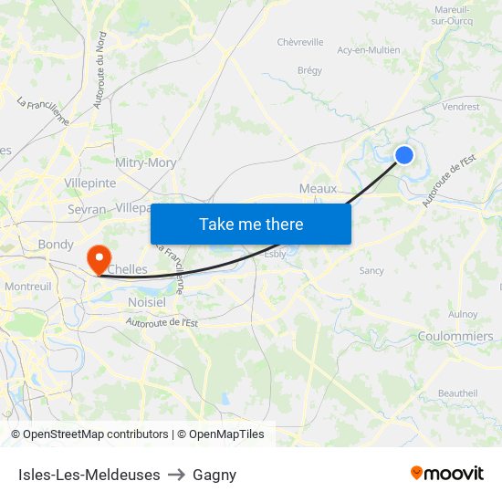 Isles-Les-Meldeuses to Gagny map