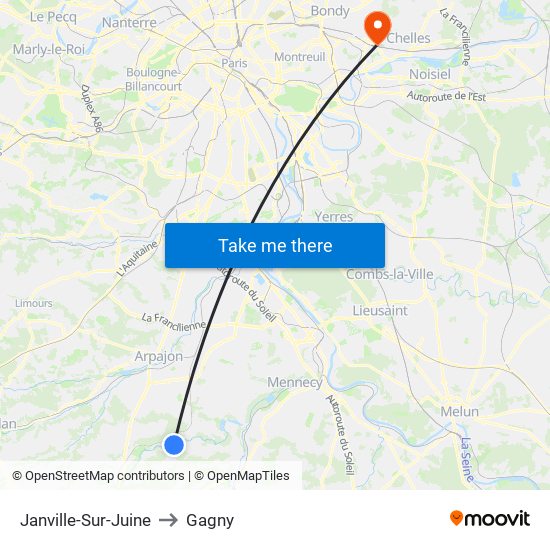 Janville-Sur-Juine to Gagny map