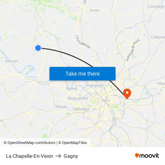 La Chapelle-En-Vexin to Gagny map