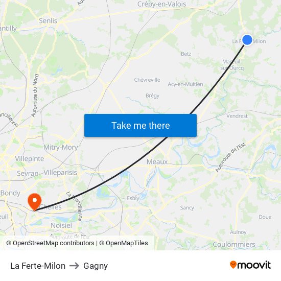 La Ferte-Milon to Gagny map