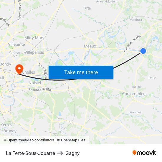 La Ferte-Sous-Jouarre to Gagny map
