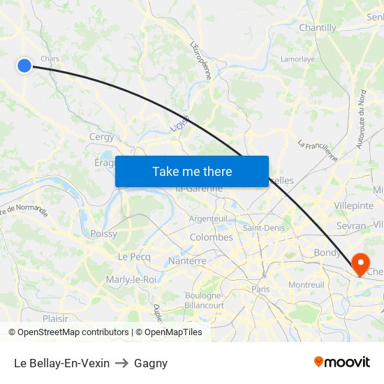 Le Bellay-En-Vexin to Gagny map