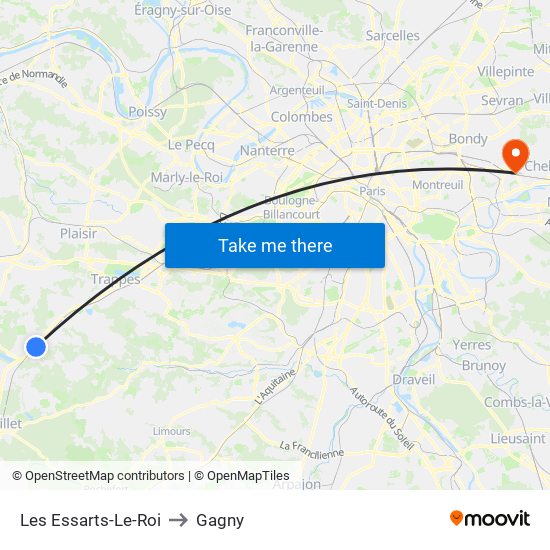 Les Essarts-Le-Roi to Gagny map
