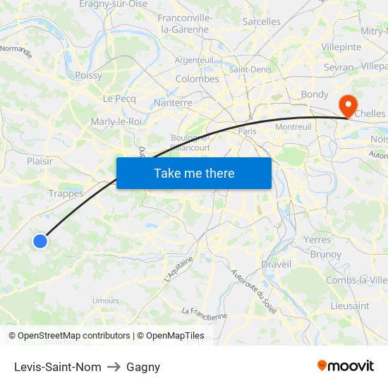 Levis-Saint-Nom to Gagny map