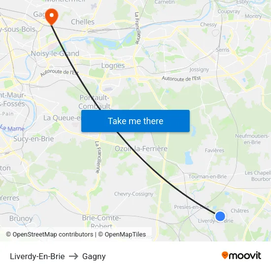 Liverdy-En-Brie to Gagny map