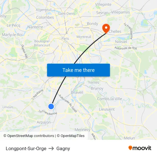 Longpont-Sur-Orge to Gagny map