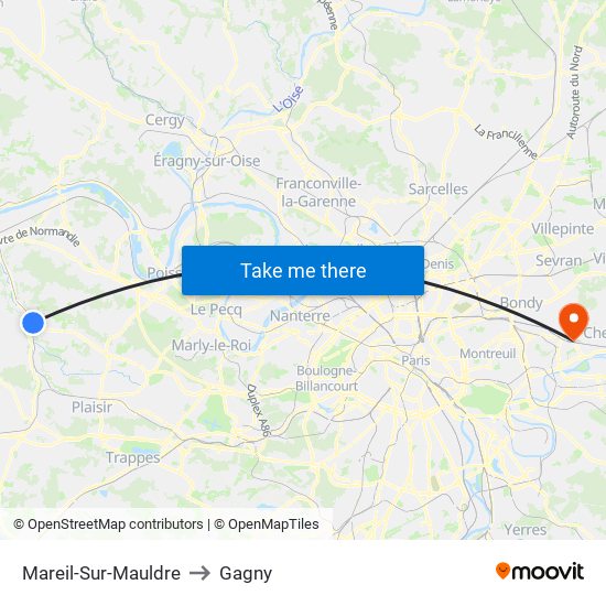 Mareil-Sur-Mauldre to Gagny map