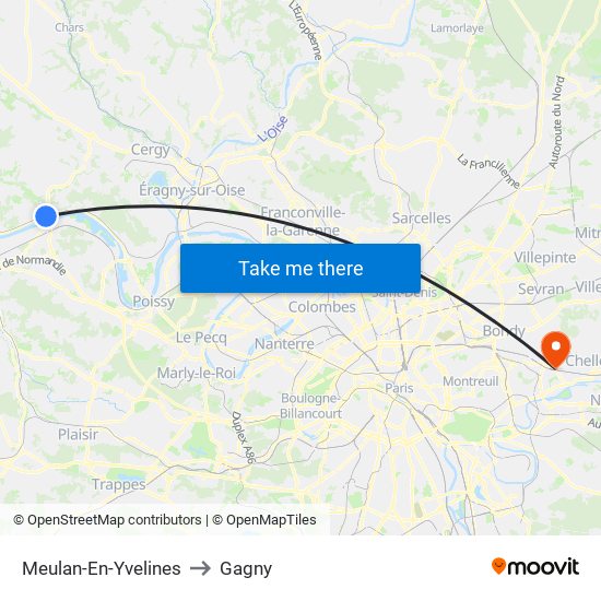 Meulan-En-Yvelines to Gagny map