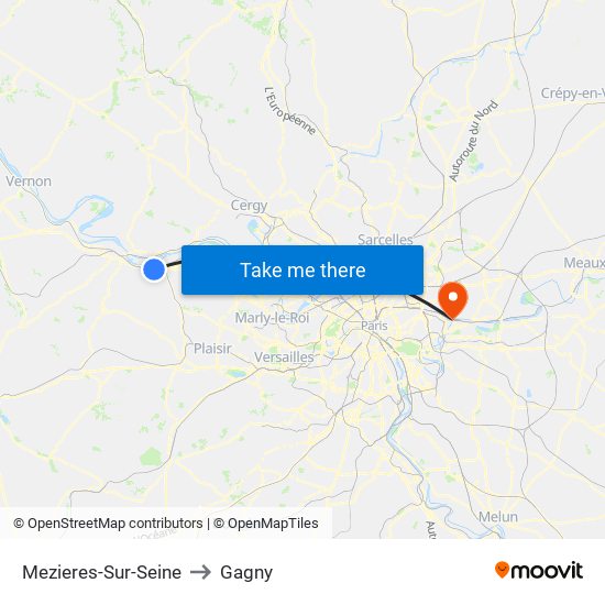 Mezieres-Sur-Seine to Gagny map