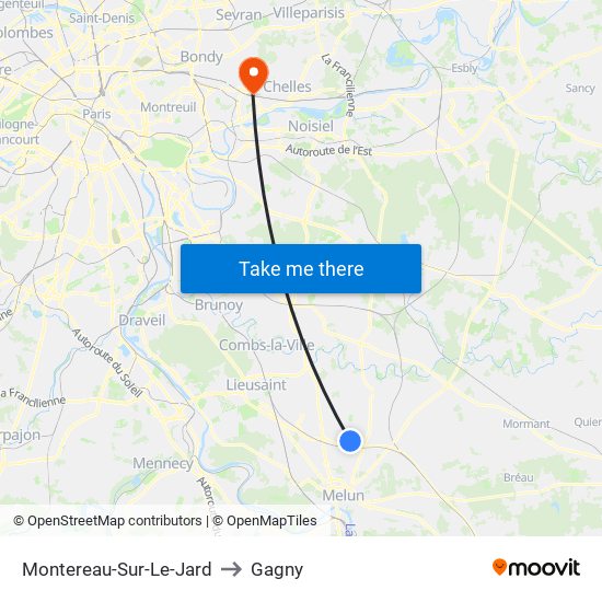 Montereau-Sur-Le-Jard to Gagny map