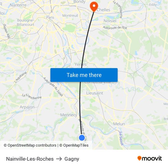 Nainville-Les-Roches to Gagny map
