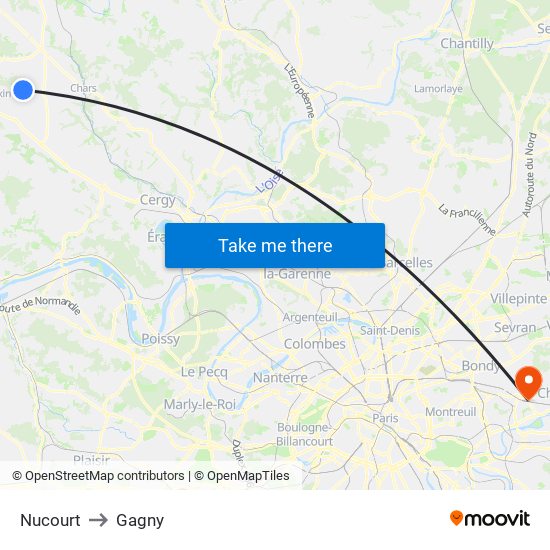Nucourt to Gagny map